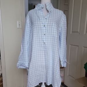 Sara Campbell The Daniella Blue Checkered Button-Up Tunic